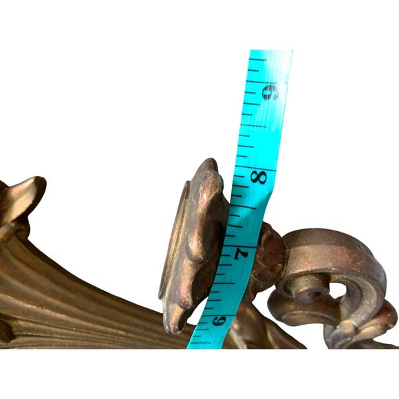 Vintage 1950s Pair of Syroco Wood 2 Arm Wall Sconces Gold Gilt Hollywood Regency - Picture 10 of 11